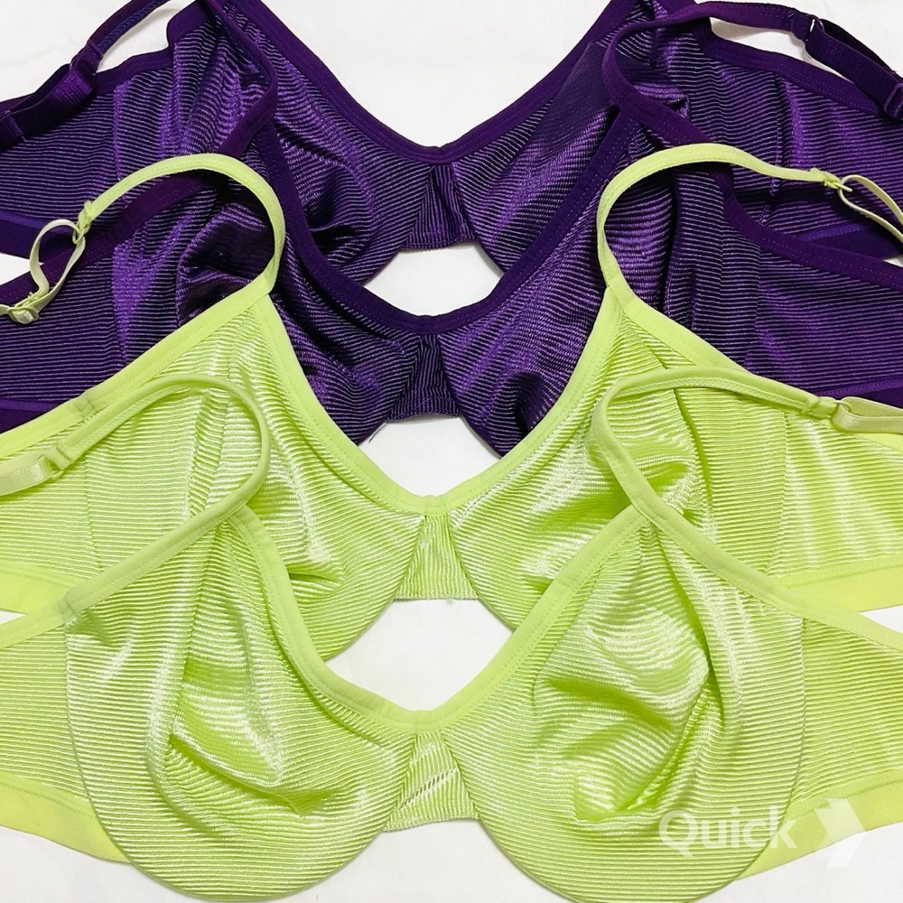 34C - New Striped Texture Soft Cup Bras - 4 pcs set